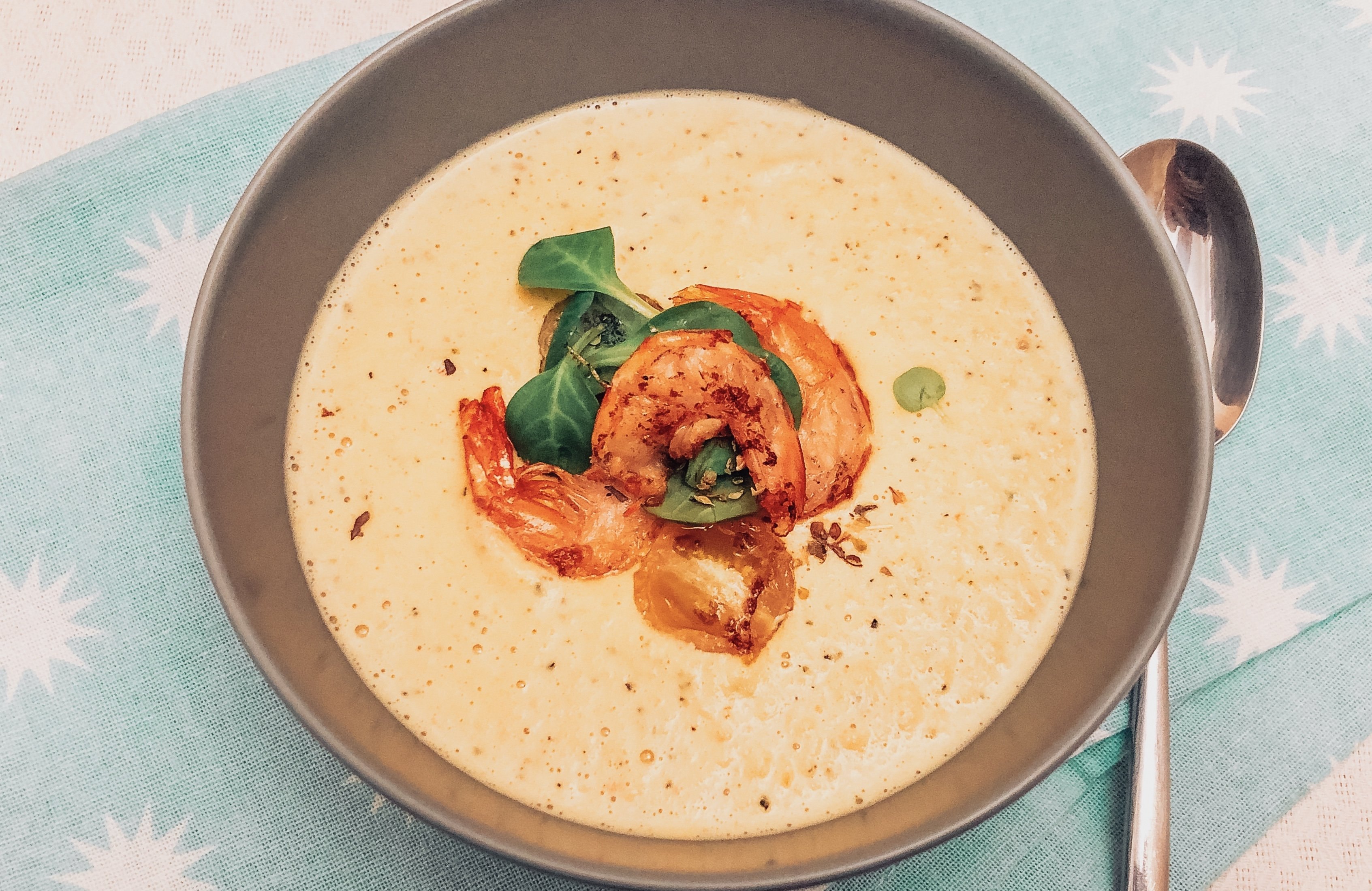 Сливочный суп с креветками и грибами рецепт с фото