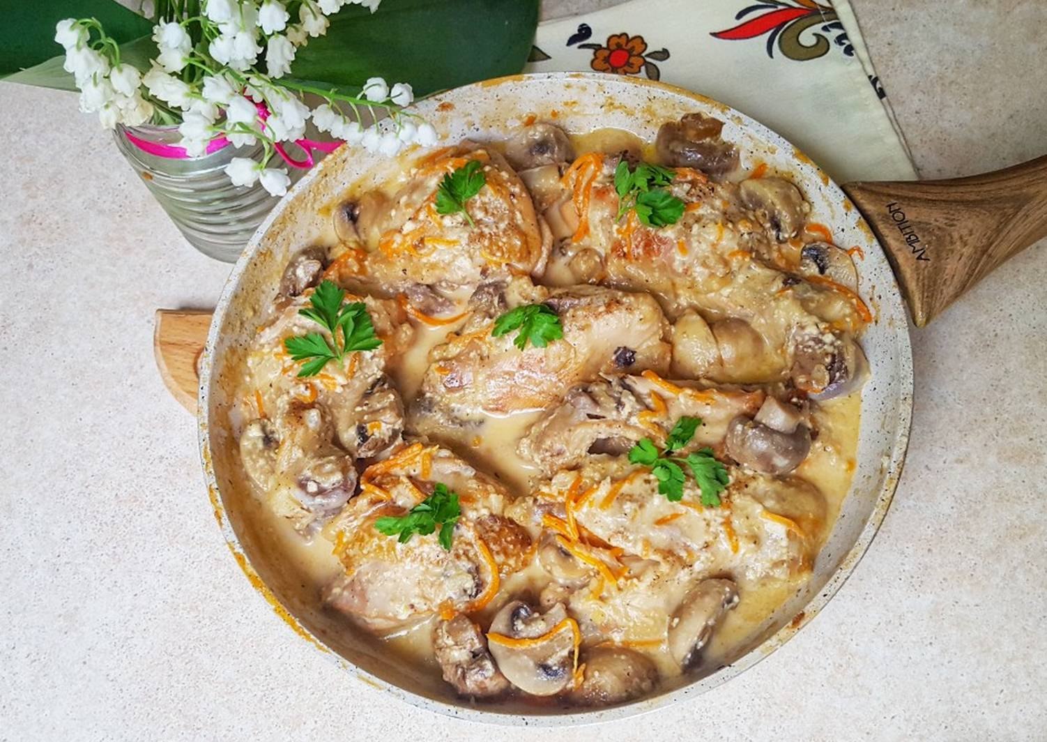 Рецепт приготовления курицы с грибами