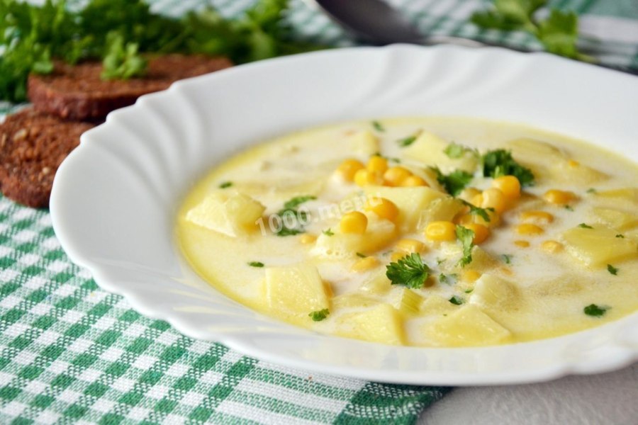 Овощной суп с кукурузой