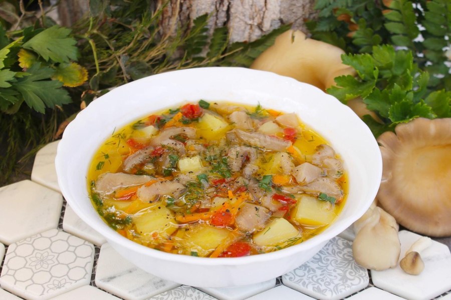 Грибной суп с вешенками