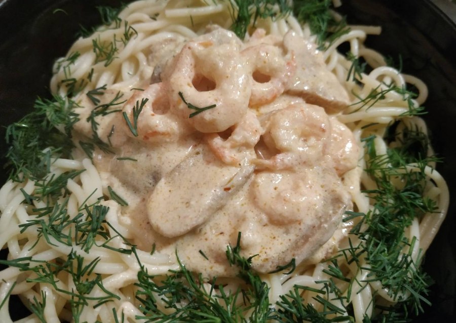 Паста феттучини с курицей