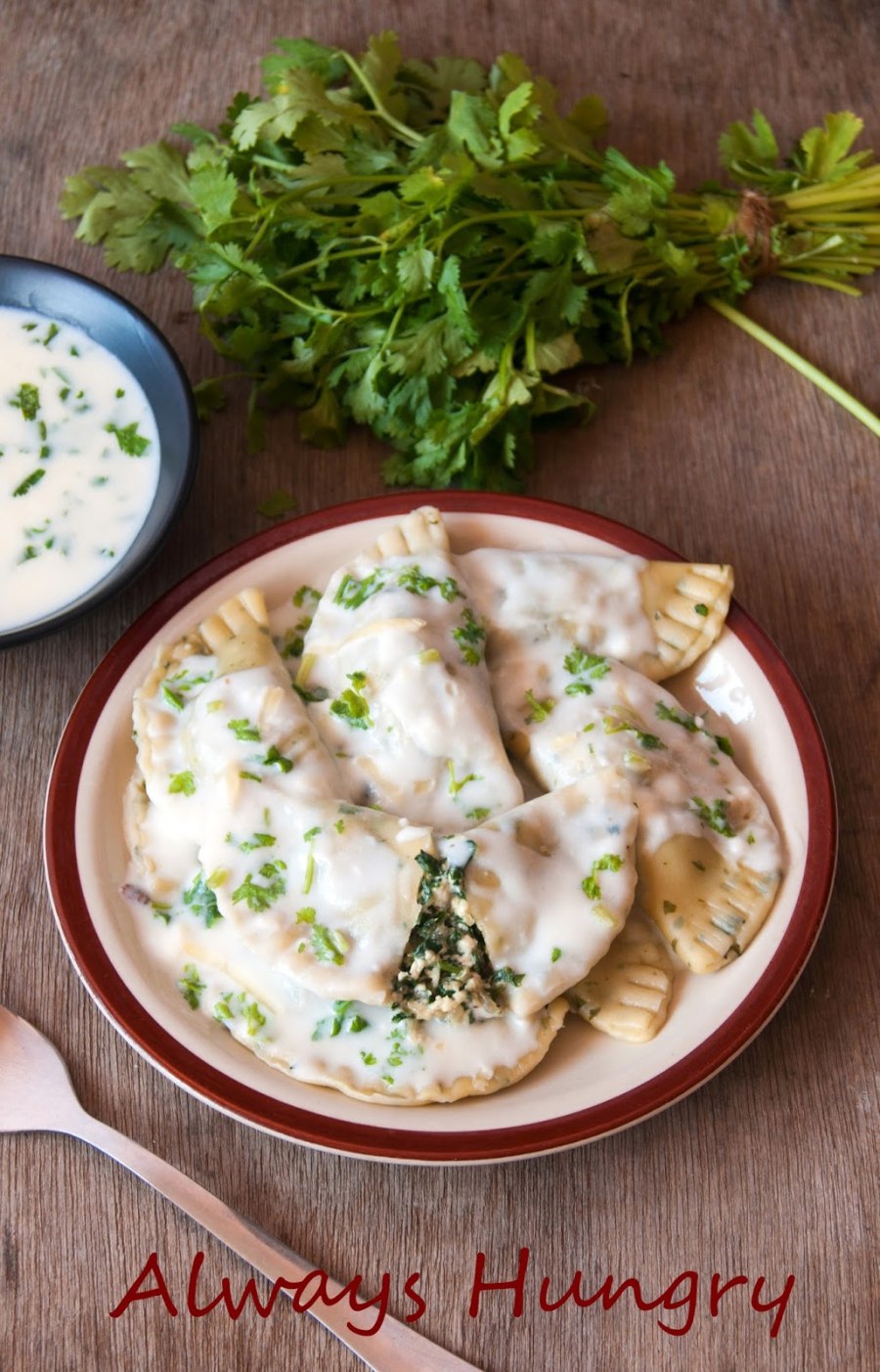 Вареники с адыгейским сыром и зеленью
