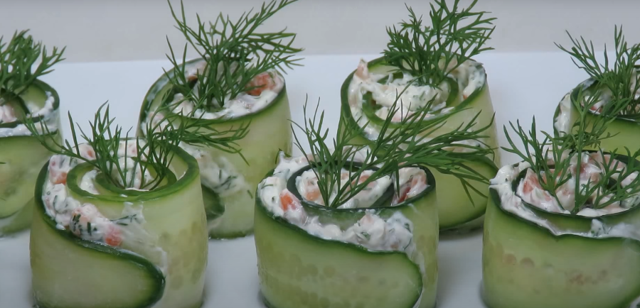 Семга с огурцом закуска