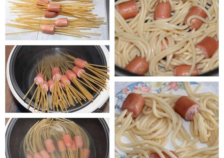 Спагетти с сосисками