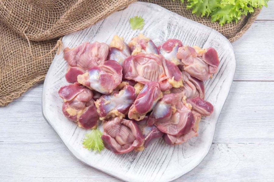 Рагу с куриными желудками
