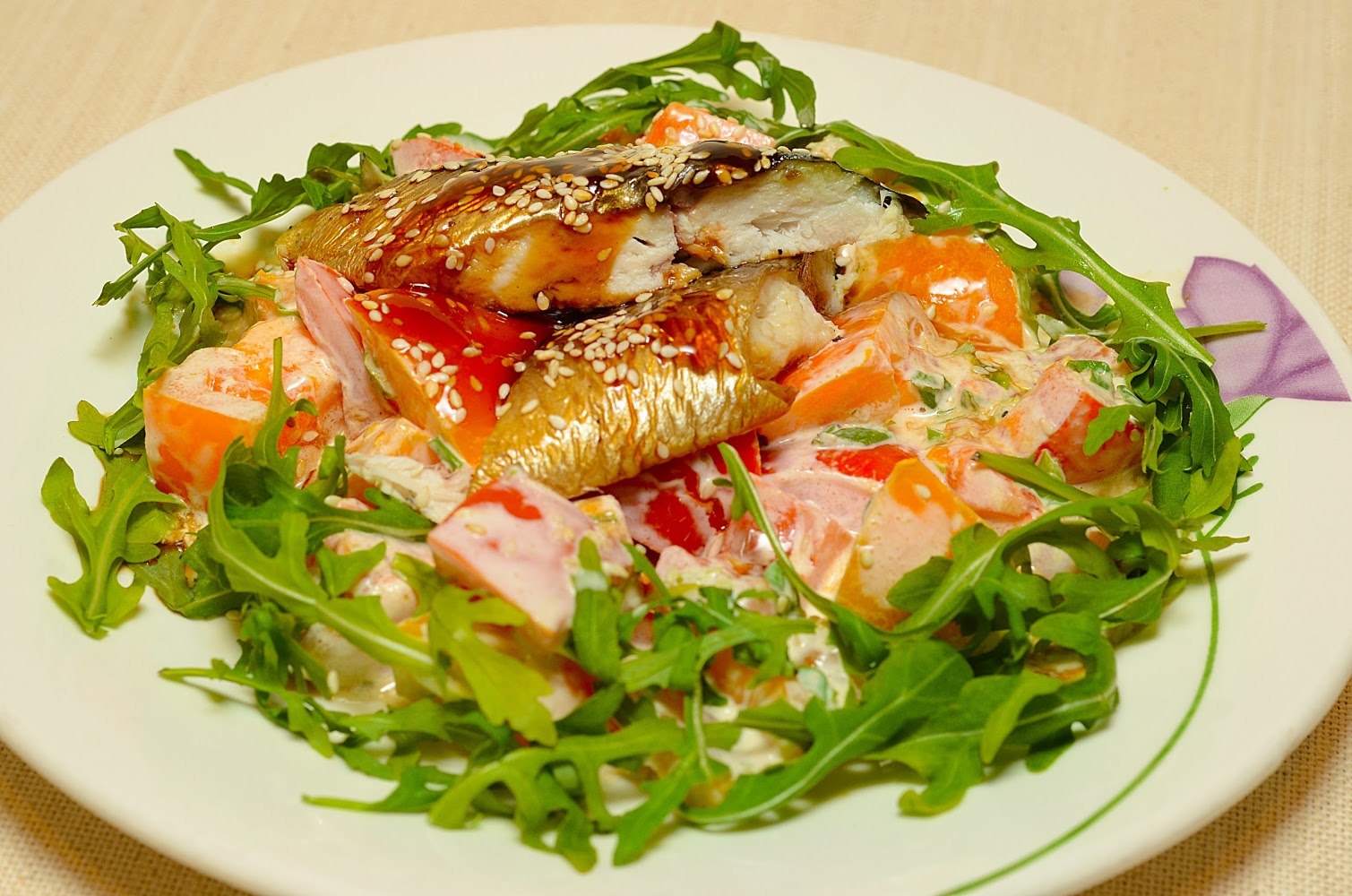 Блюда рыба салат