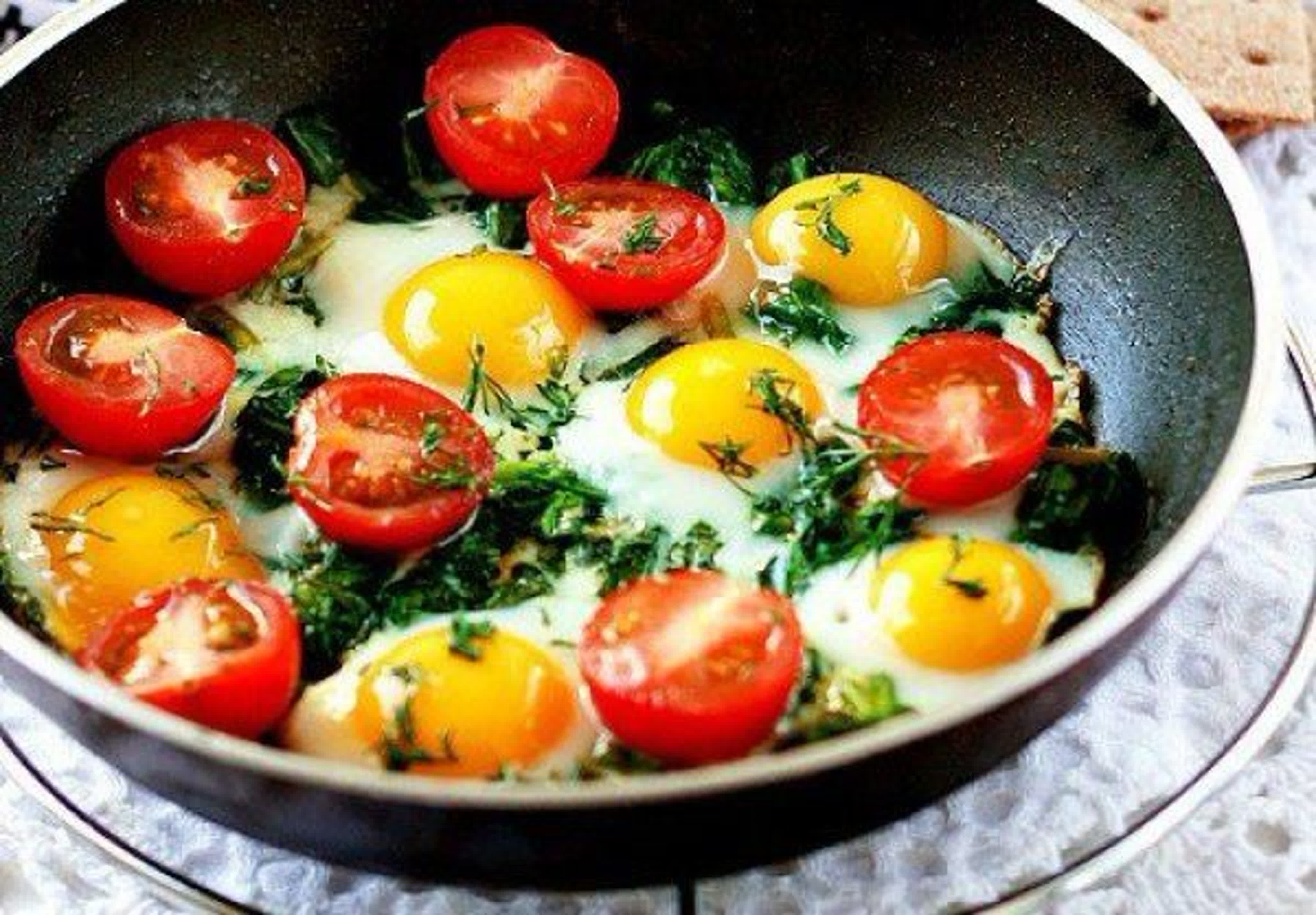 Блюдо из яиц и овощей. Глазунья с томатами черри. Яичница глазунья с помидорами. Глазунья с томатами черри и зеленью. Перепелиные яйца яичница.