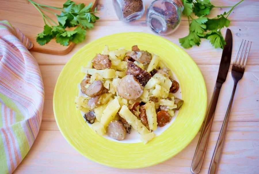 Мясная Жареха с грибами