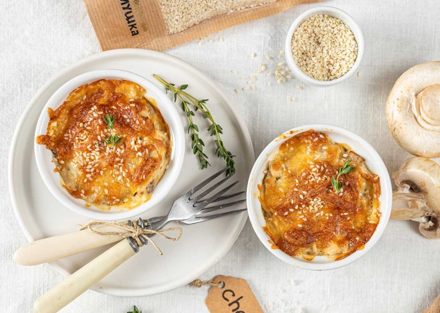 Гратен из картофеля с курицей и грибами