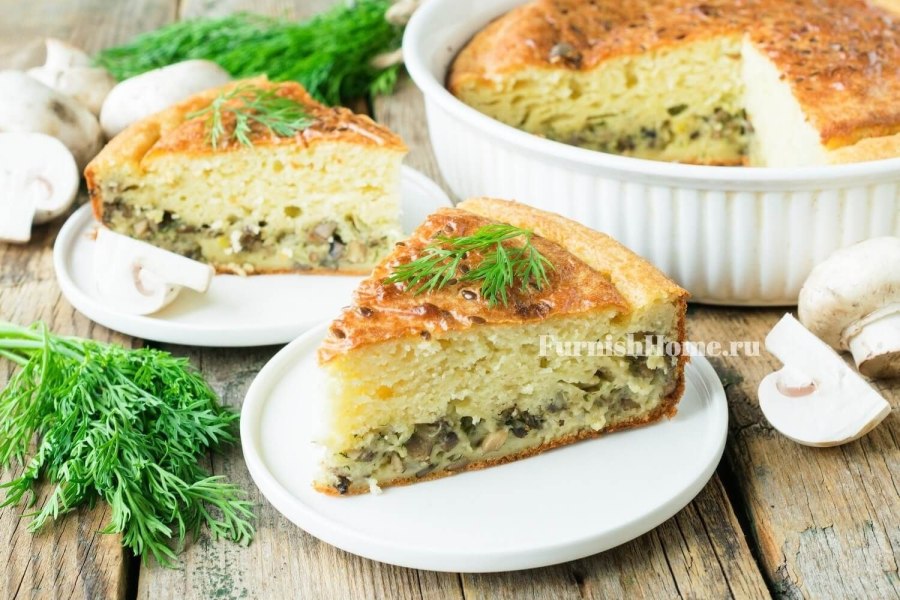 Заливной пирог с шампиньонами