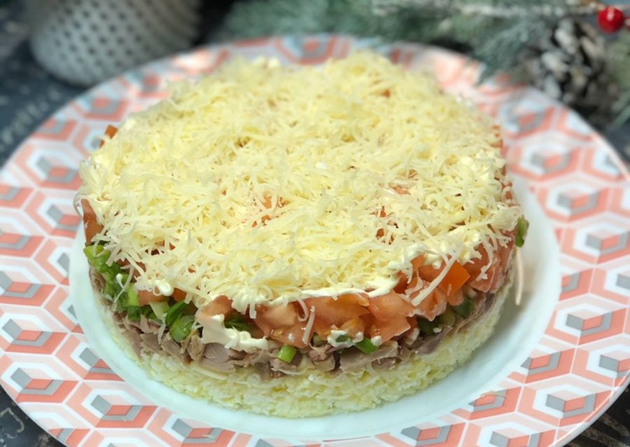 Салат Негреско с копчёной куриной грудкой