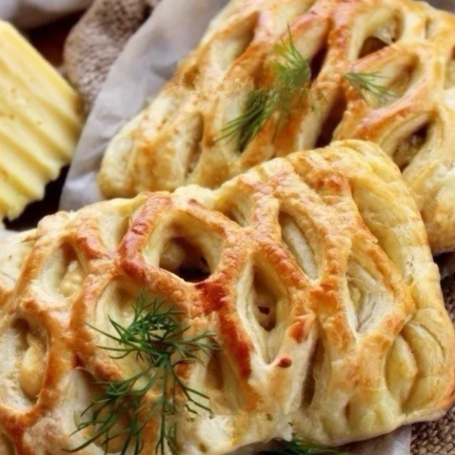 Дрожжевое тесто слоеное с курицей