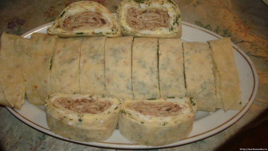 Лаваш с консервой и яйцом