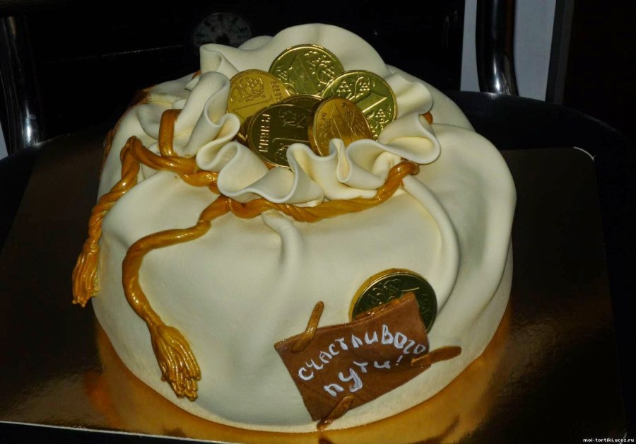 Торт мешочек с деньгами