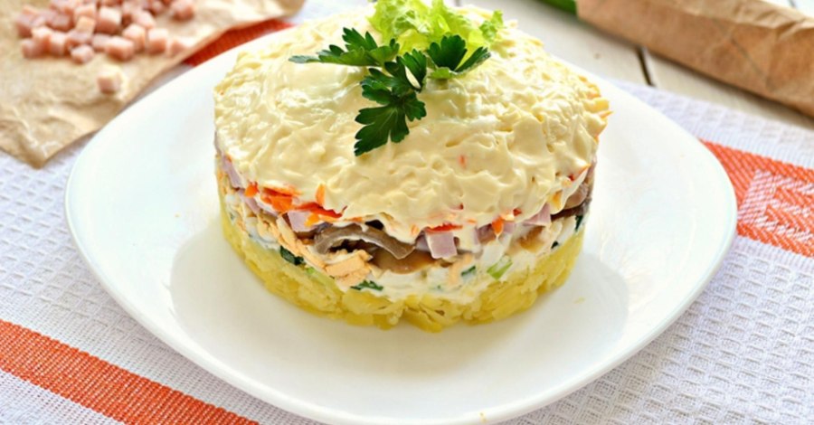 Салат с курицей и грибами