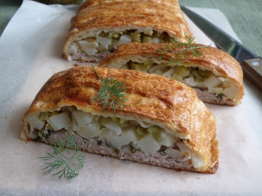 Картофельный пирог с фаршем мясным