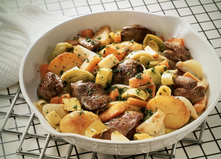 Картошка с куриной печенью