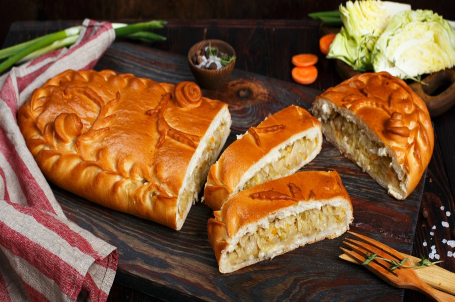 Постный пирог с капустой