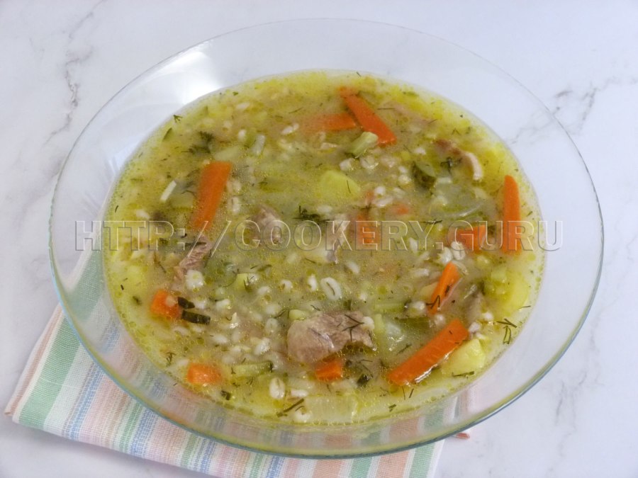 Рассольник с перловкой, солеными огурцами и помидорами дзен