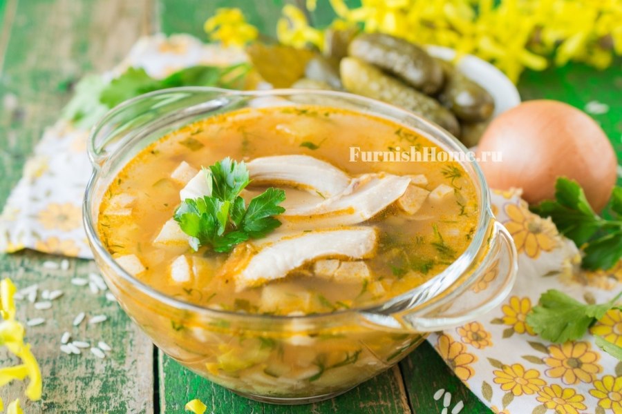 Рассольник с копченой грудинкой