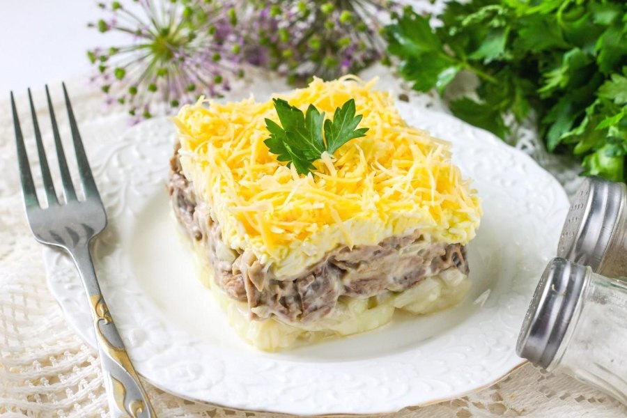 Салат мужской каприз с говядиной пошаговый