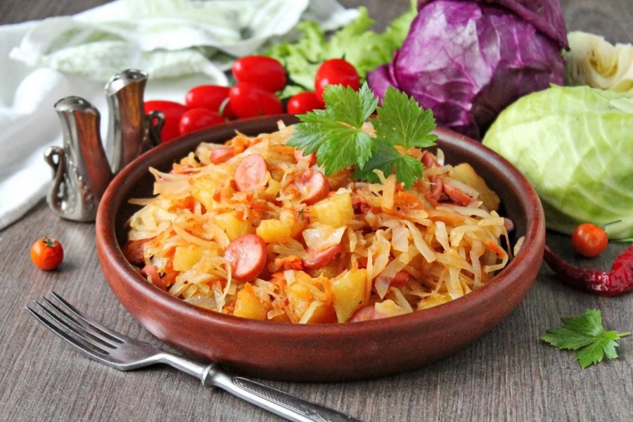 Тушеная капуста с говядиной