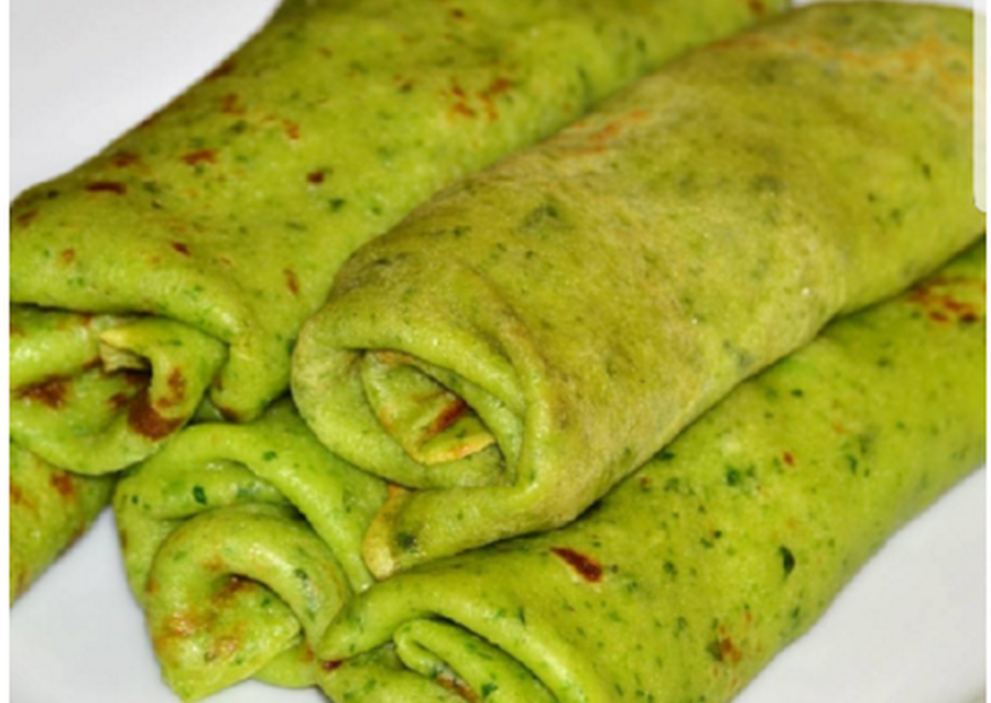 Зеленые блинчики с начинкой