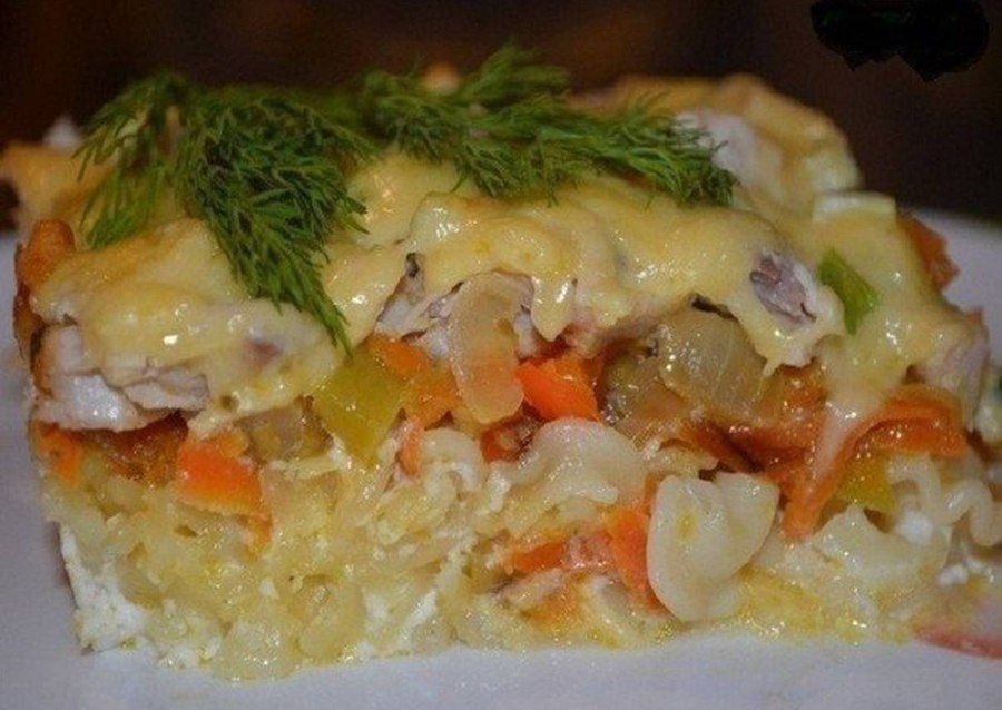 Макаронная запеканка с курицей