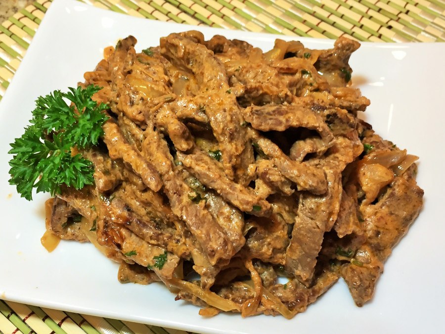 Бефстроганов с говядиной и грибами