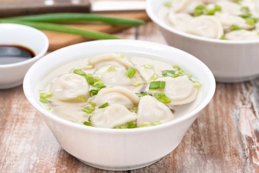 Китайские пельмени с креветками