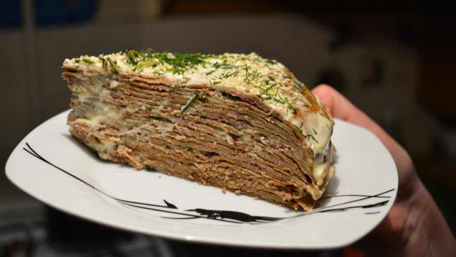 Пирог с телячьей печенью