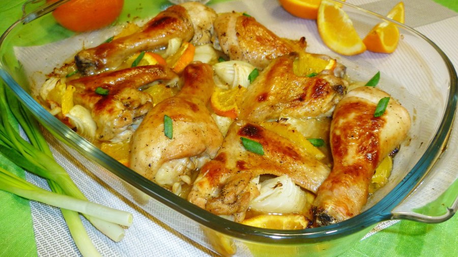 Курица с апельсинами в духов