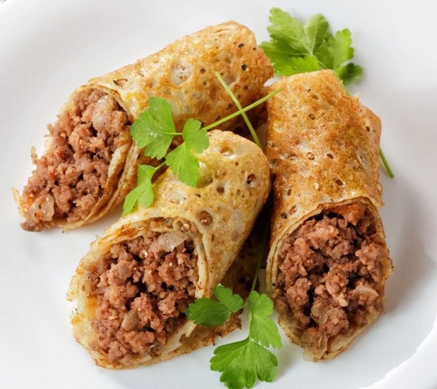 Блинчики фаршированные мясом