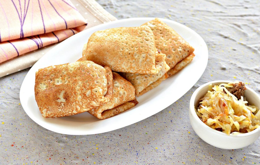 Блины тонкие с мясом
