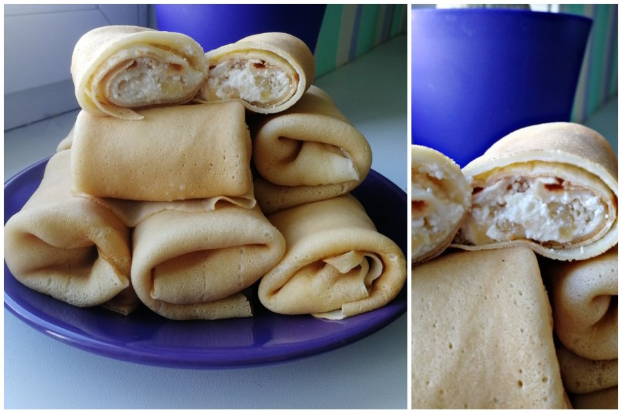 Блины с ветчиной и сыром