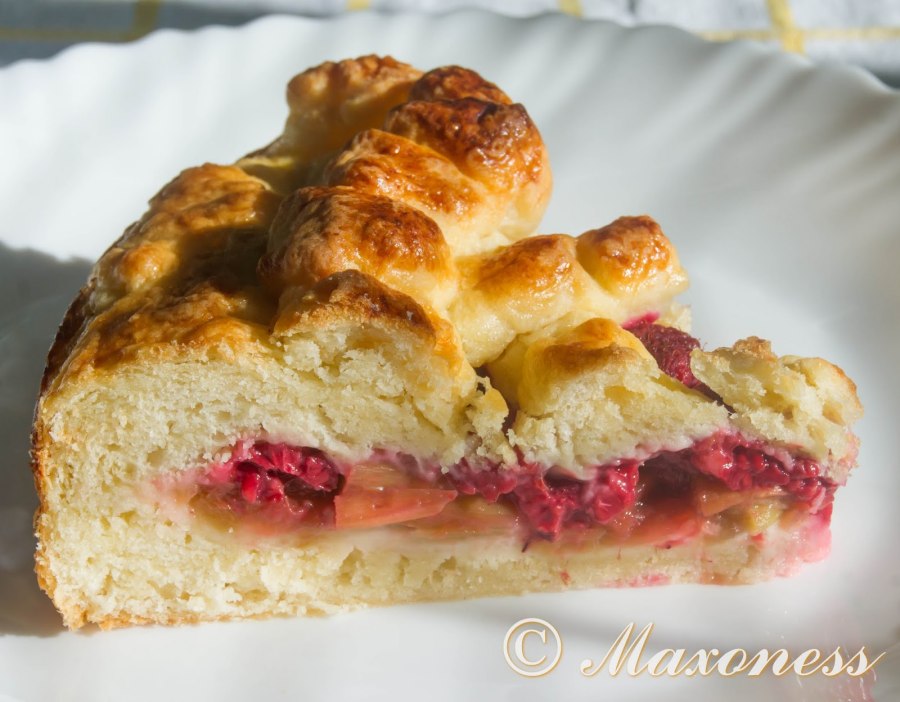 Пирог с ревенем вкусный из дрожжевого