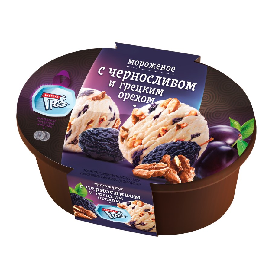 Мороженое с черносливом и грецким орехом «фабрика грёз», 400 г состав