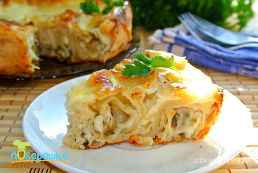 Пирог из лаваша с сыром в духовке