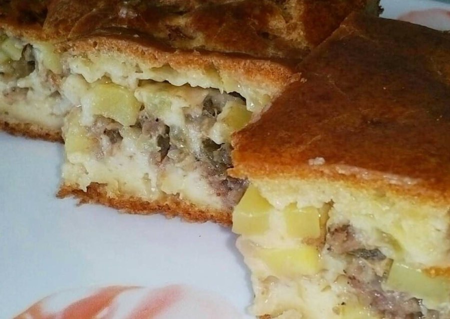 Пирог с фаршем и картошкой в духовке