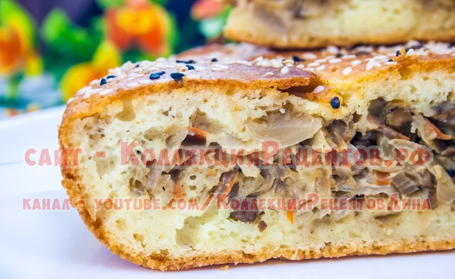 Заливной пирог с капустой и печенью