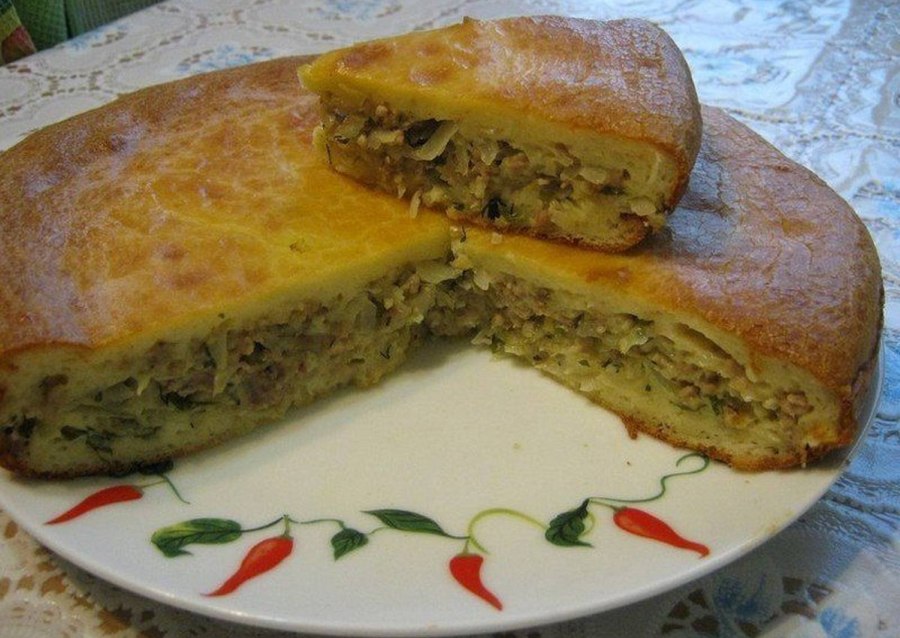 Супер нежный пирог с капустой и мясом