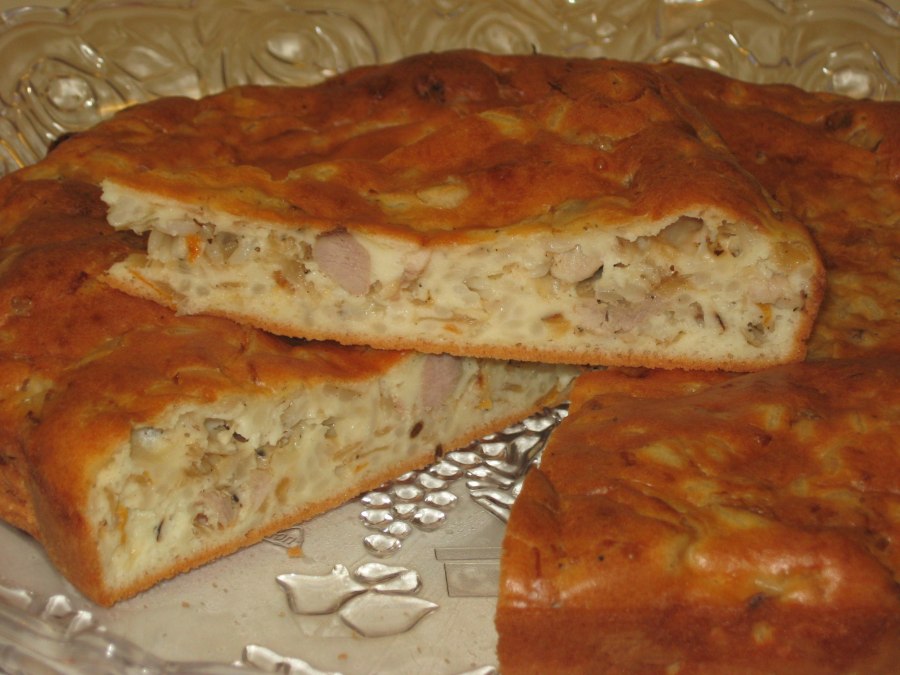 Заливной пирог с курицей