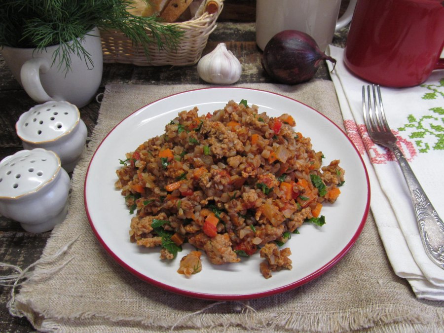 Гречневая каша с шампиньонами