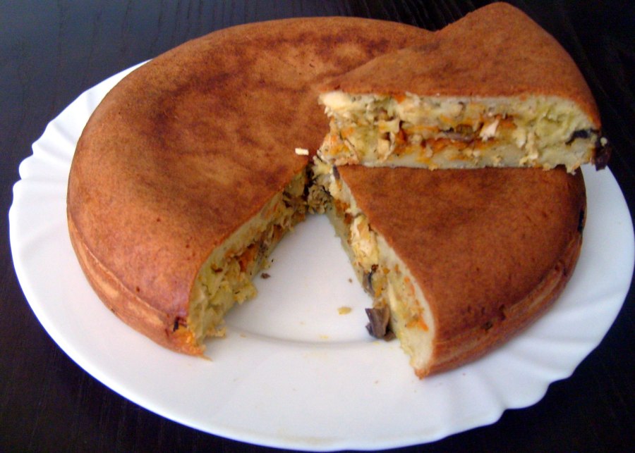 Заливной пирог с курицей