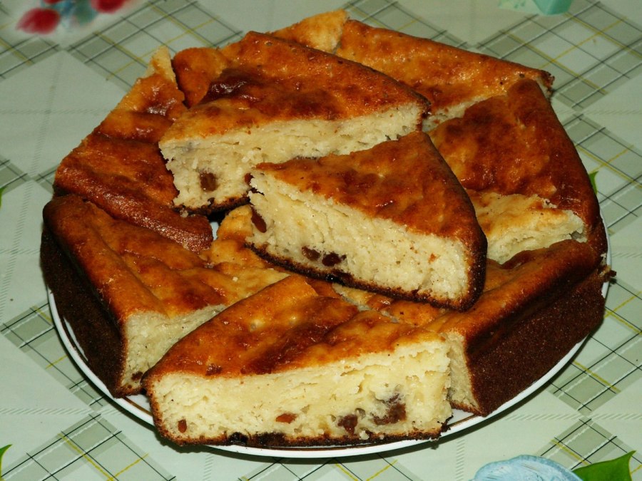 Пирог манник с творогом