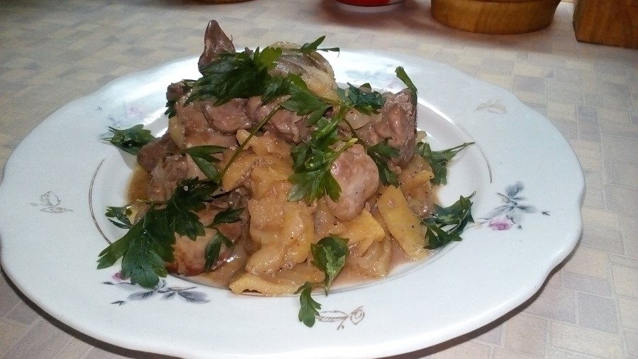 Жаркое из куриной печени