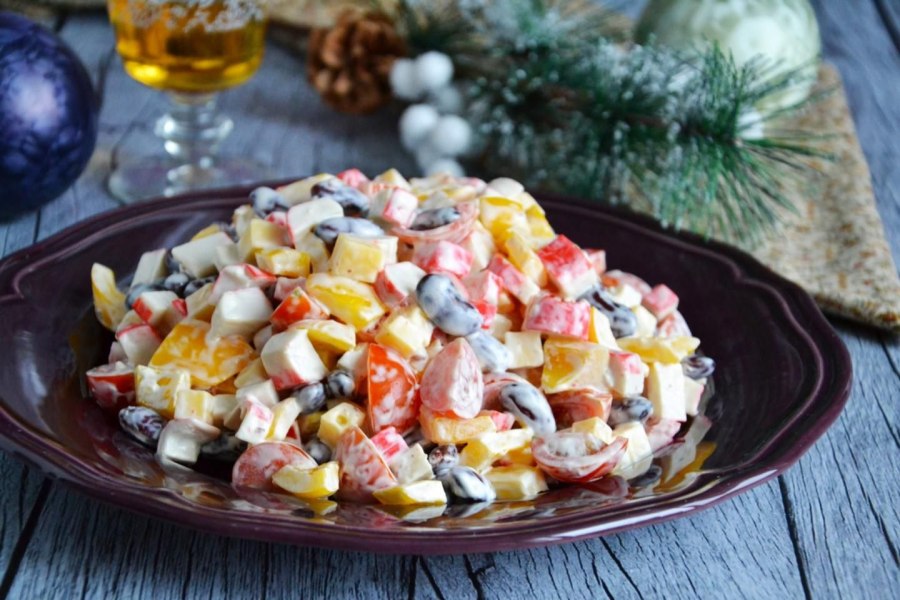 Салат кукуруза фасоль крабовые палочки