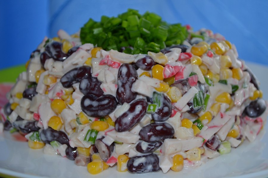 Салат кукуруза фасоль крабовые палочки