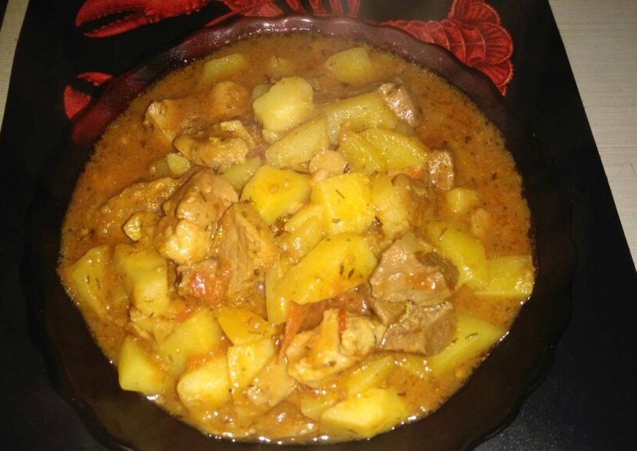 Куриная печень с картошкой