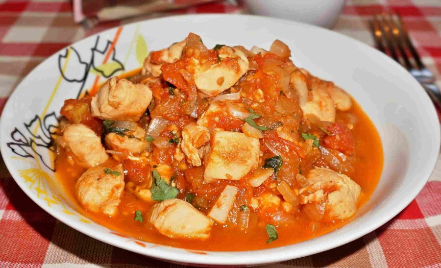 Жаркое с куриной печенью